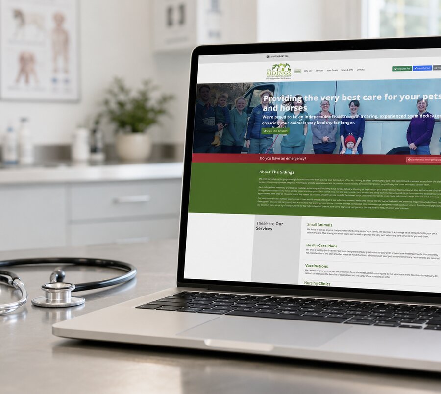 The Sidings Vets website design by Cotswold Code