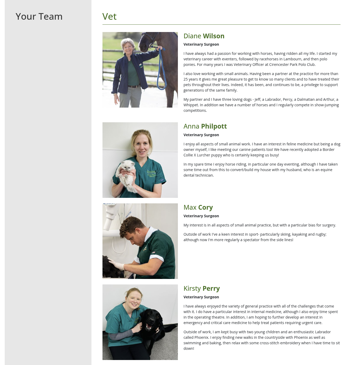 The Sidings Vets team page