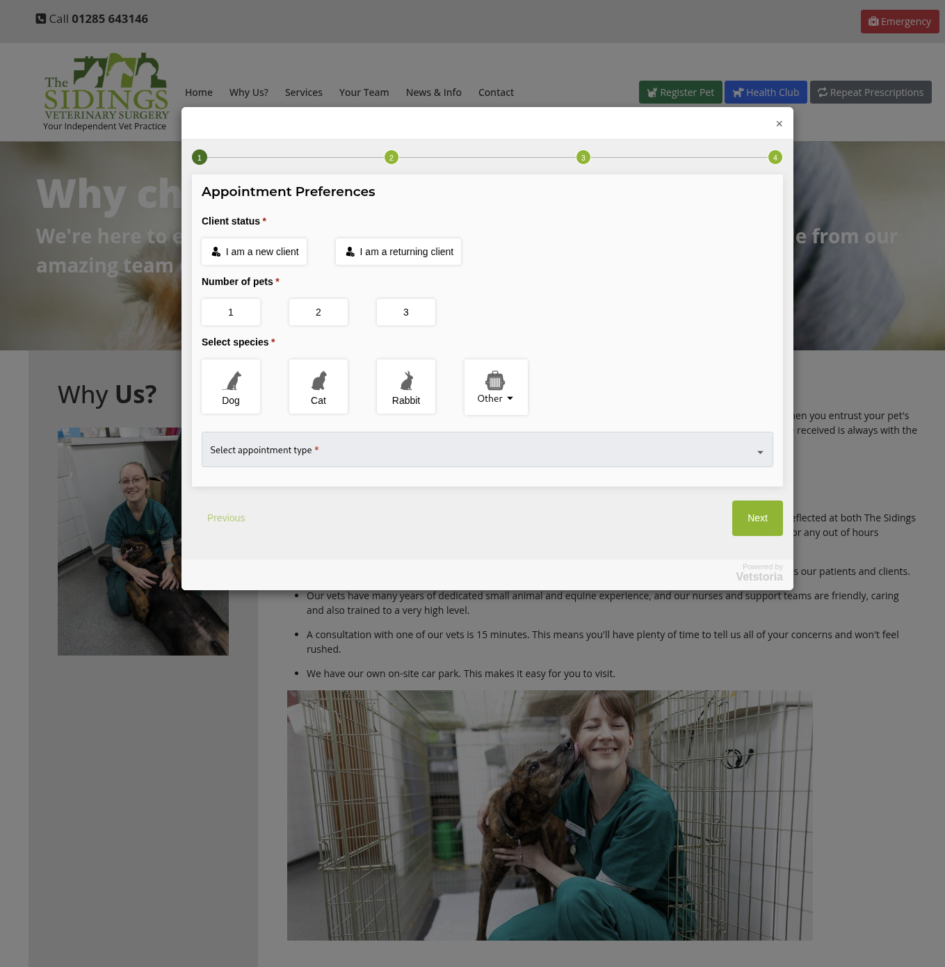 The Sidings Vets online appointment booking